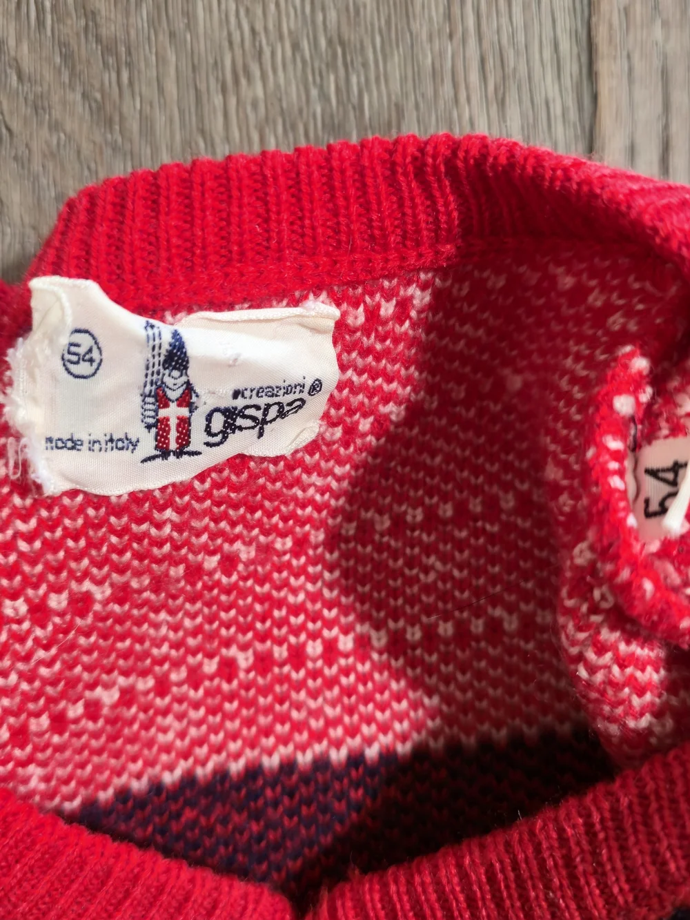 Vintage Gipsa Monsanto Made in Italy Fair Isle Wool Red Sweater Med Lg Holiday